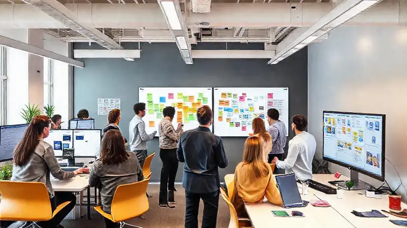 Equipo colaborativo en ambiente profesional digital