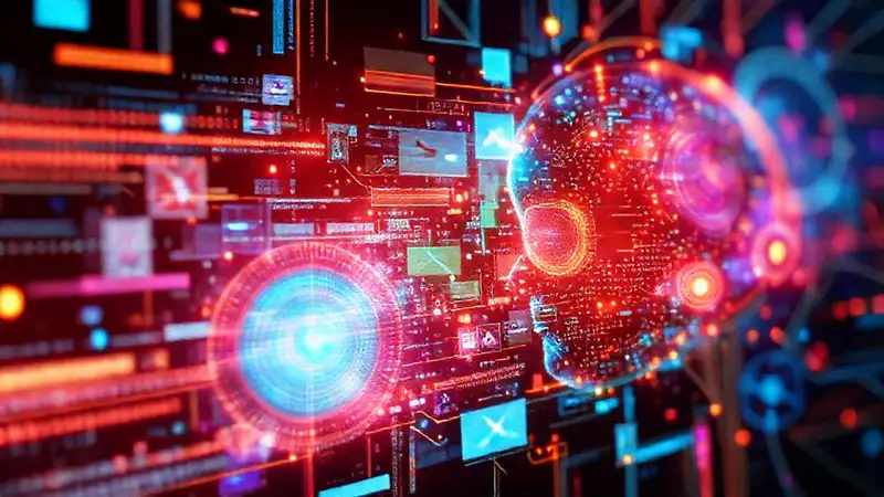 IA futurista: código brillante