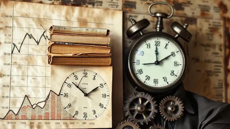 Gráficos vintage analíticos muestran datos históricos