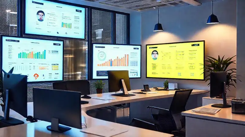 La oficina moderna es profesional e informativa