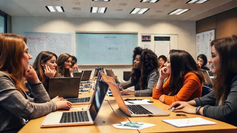 Aula moderna con aprendizaje diverso