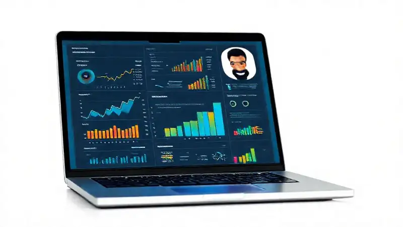 Una laptop moderna muestra datos visuales