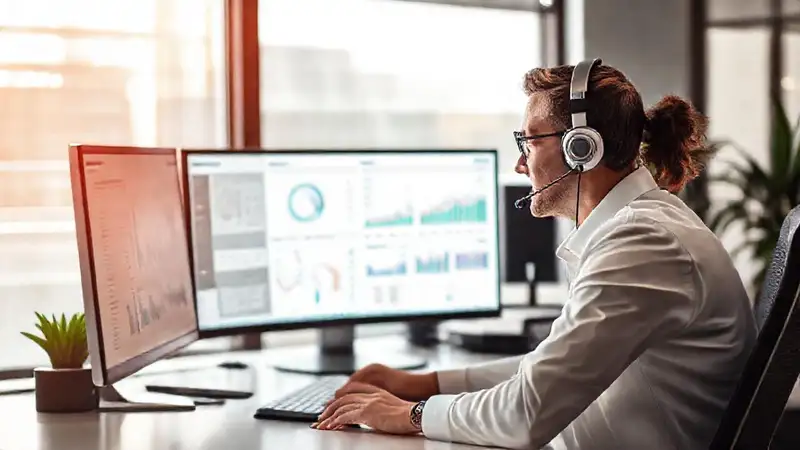 Profesional enfocado trabaja en la oficina