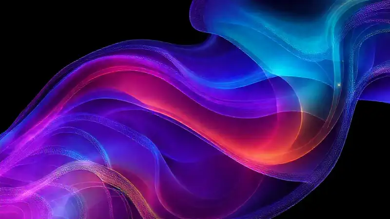Patrones digitales futuristas brillan en la oscuridad