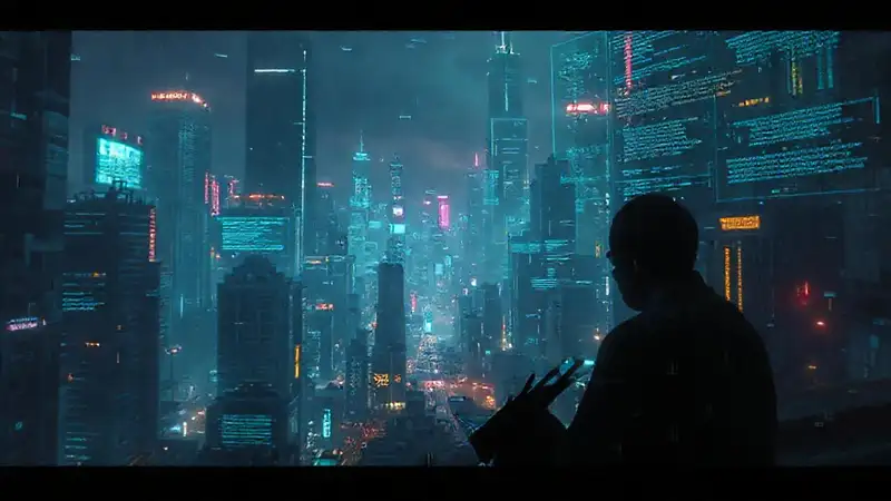 Ciudad futurista refleja decadencia digital