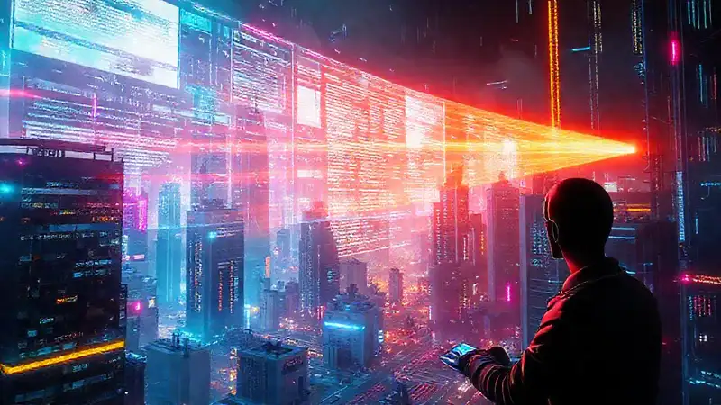 Ciudad futurista analiza datos con angustia