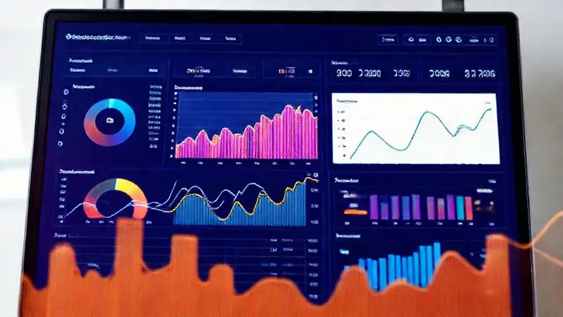 Panel digital muestra datos analíticos brillantes