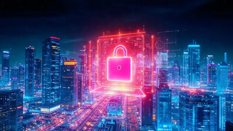Ciudad futurista brillante con inteligencia artificial