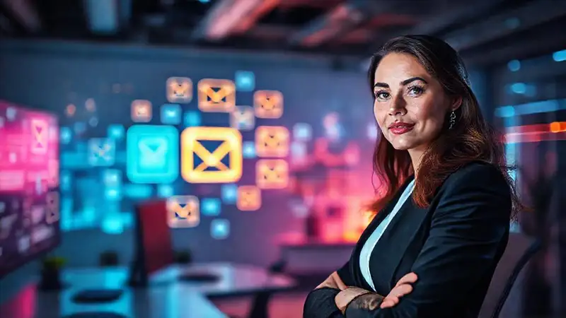 Una ejecutiva confía en la oficina futurista