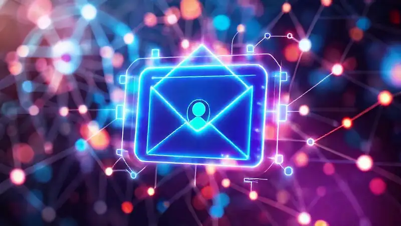 Correo electrónico futurista, visualmente impactante y digital