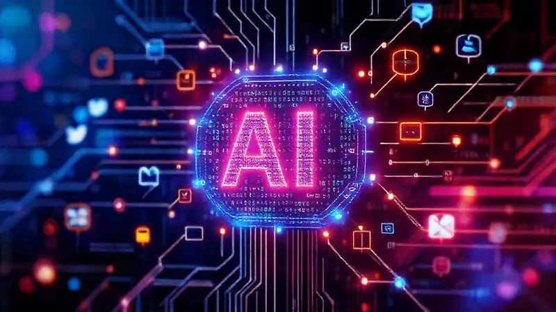 IA futurista: transformación digital, colorida y optimista