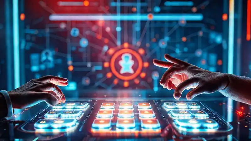 Interfaz digital futurista y optimista