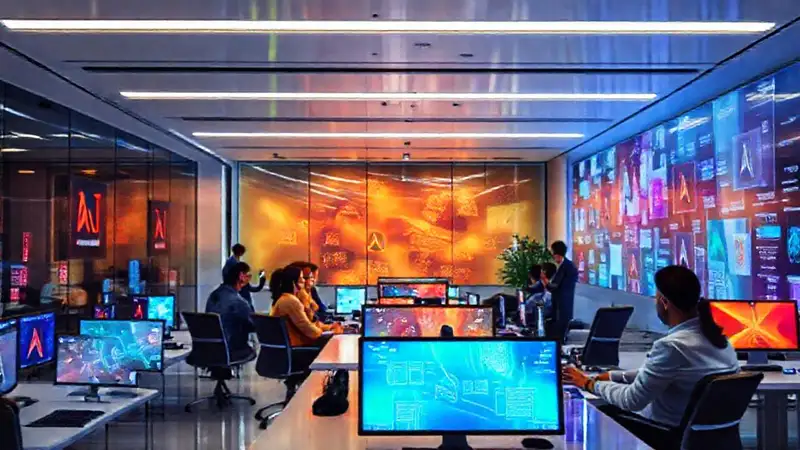 Oficina moderna, diseño dinámico e innovador