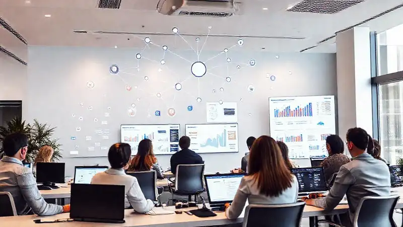 Oficina moderna analiza datos y colabora