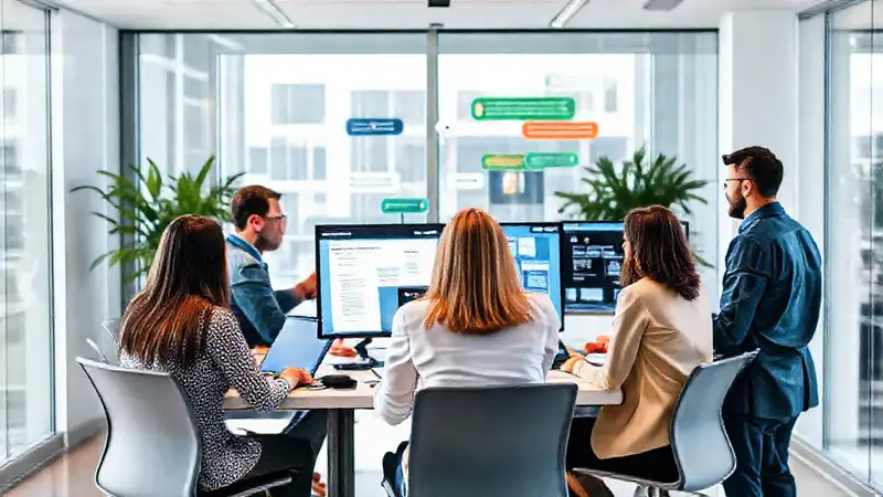 Oficina moderna: equipo diverso y colaborativo