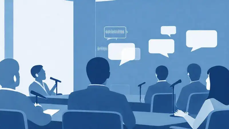 Reunión moderna con audio y diálogo