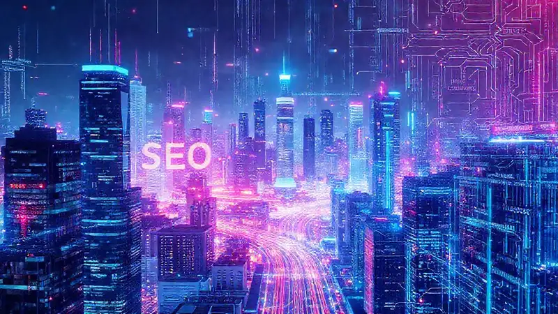 Ciudad futurista digital y vibrante