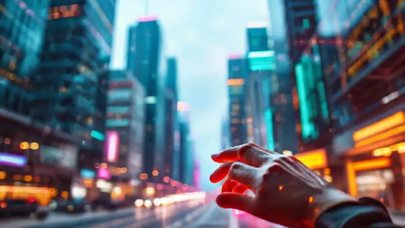 Ciudad futurista con IA brillante