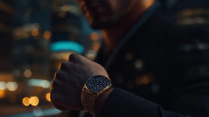 Un hombre sofisticado luce un reloj lujoso