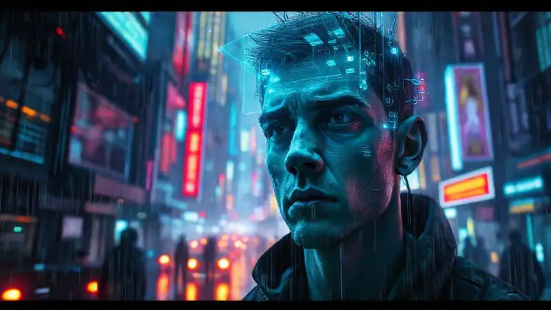 Ciudad cyberpunk refleja ansiedad y datos