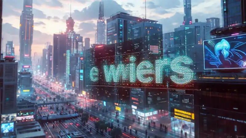 Ciudad futurista digital y vibrante