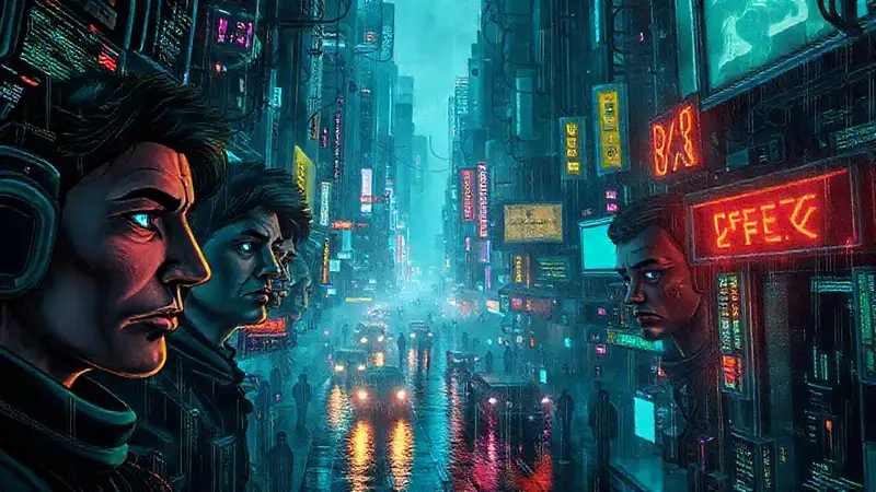 Ciudad cyberpunk, redes, preocupación digital