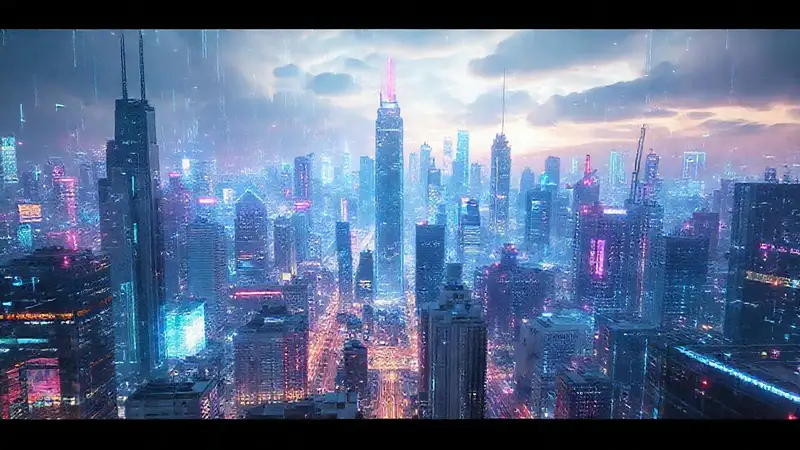Ciudad futurista de alta tecnología brillante