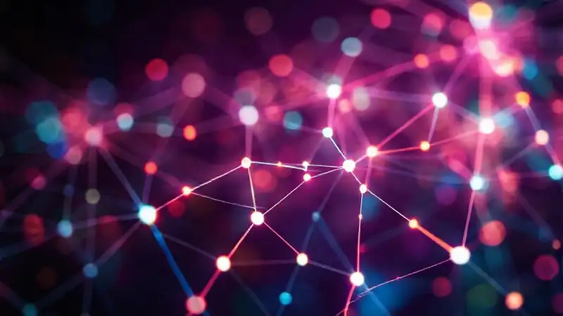 Redes neuronales visualizan datos futuristas brillantes