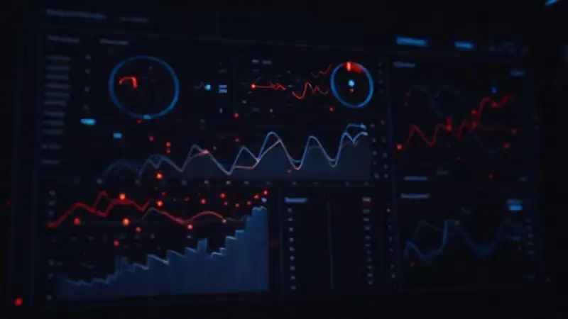 Un panel de datos futurista muestra análisis serios