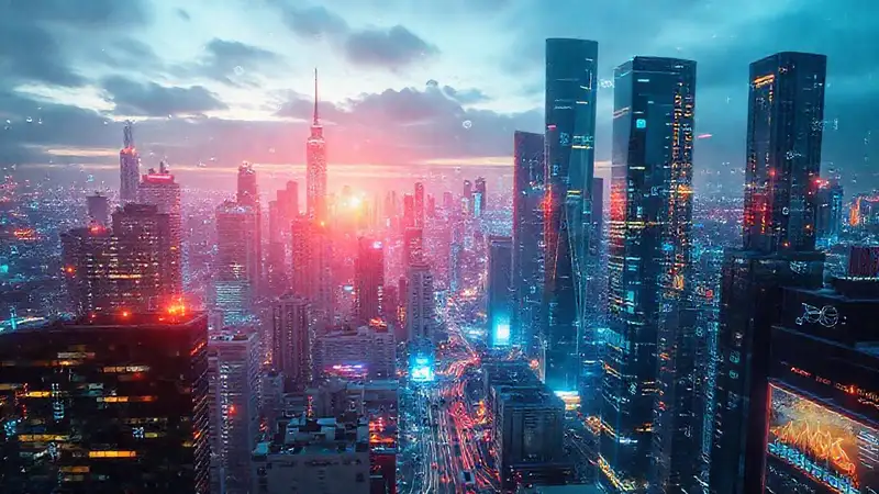Ciudad futurista de alta tecnología digital