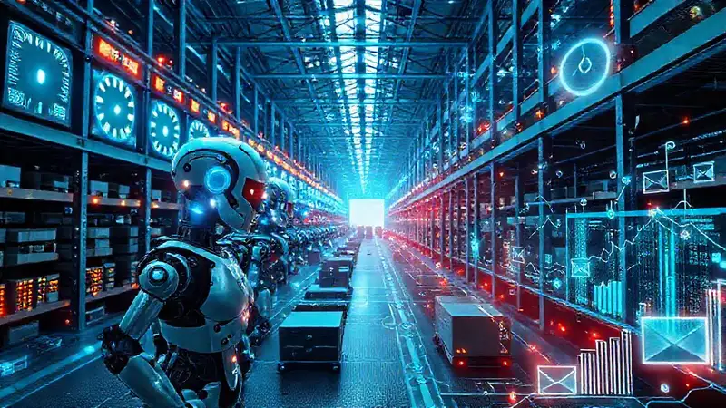 Almacén futurista: robots, datos y optimización