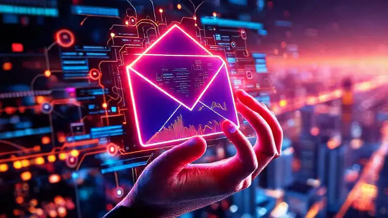 Correo electrónico futurista, datos y diseño digital