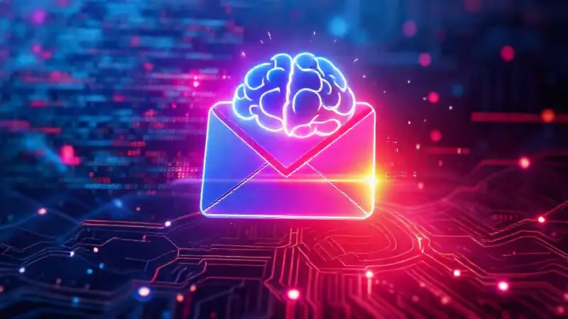 Correo electrónico futurista, tecnología inteligente y visual