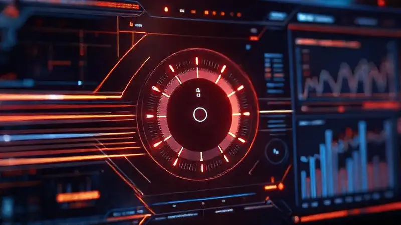 Interfaz AI futurista visualiza datos digitales
