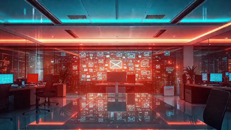 Oficina moderna con inteligencia artificial