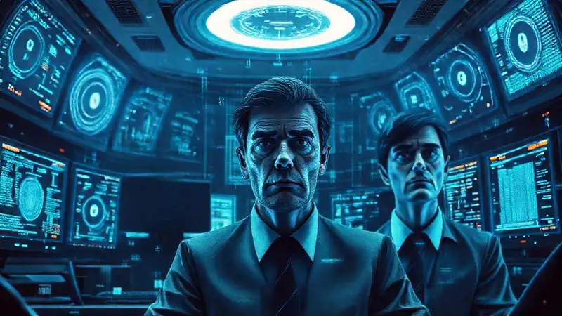Oficina futurista: caos digital y preocupación