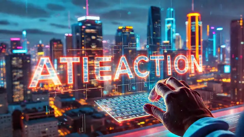 Ciudad futurista digital, interfaces de IA
