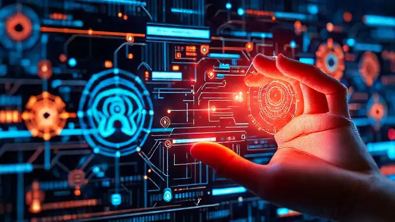Interfaz futurista interactúa con inteligencia artificial