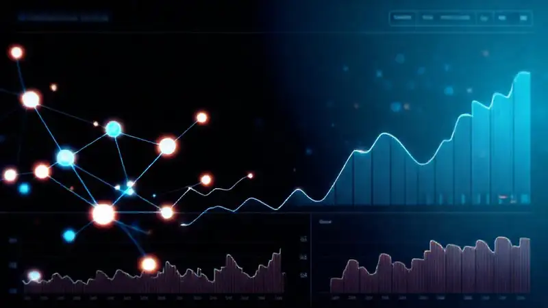 Visualización analítica futurista, datos brillantes