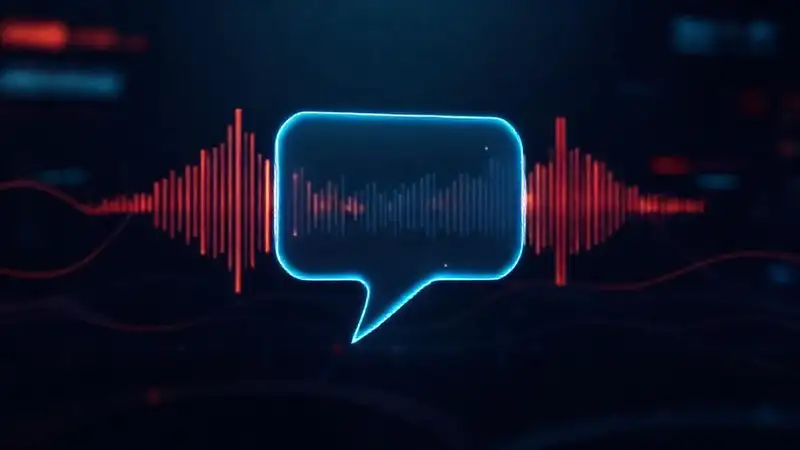 Interfaz auditiva futurista con gráficos abstractos