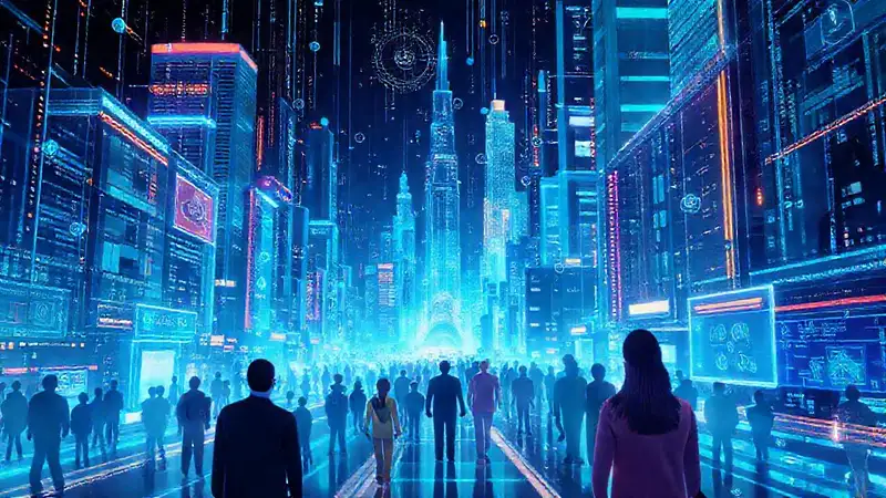 Ciudad futurista, datos, vida digital