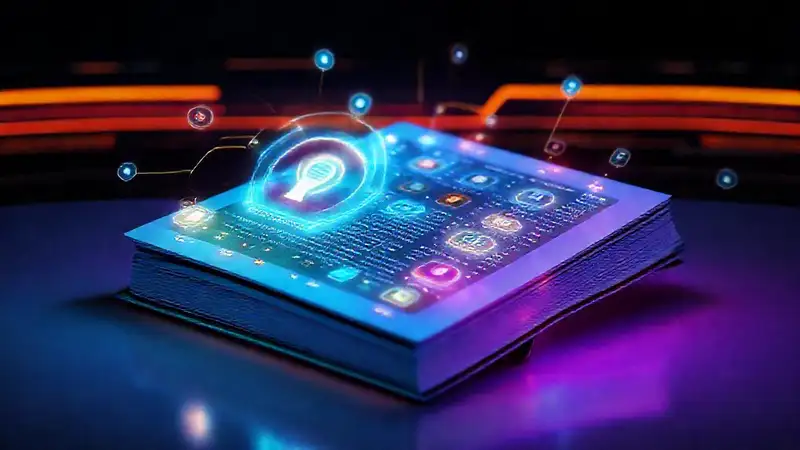 Libro digital innovador, interfaz brillante y limpia