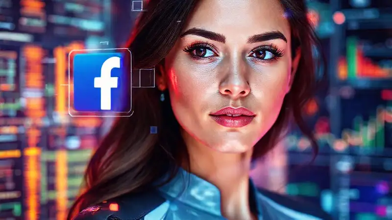 Mujer futurista analiza datos digitales