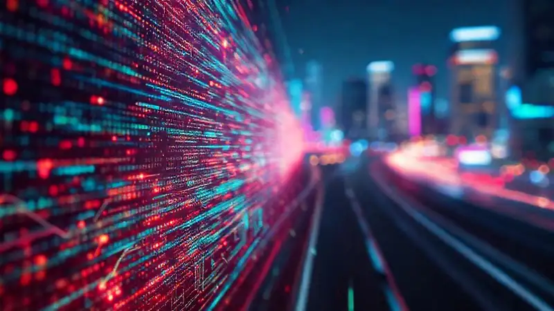 Inteligencia artificial futurista fluye visualmente