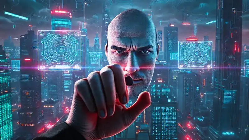 Ciudad futurista, ansiedad digital y corrección humana