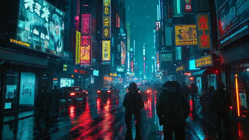 Una ciudad cyberpunk