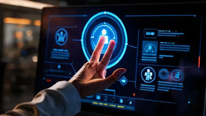 Interfaz futurista e interactiva brilla con información