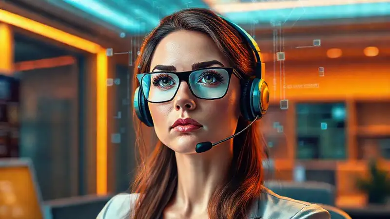 Mujer profesional en oficina futurista