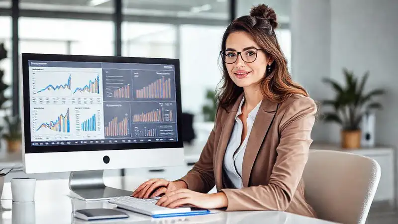 Profesional enfocada en su trabajo digital