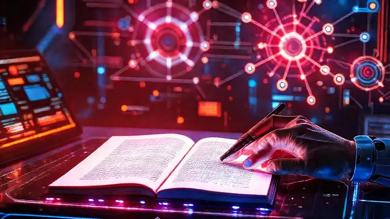 Interfaz futurista colabora con inteligencia artificial